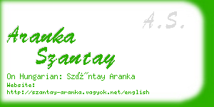 aranka szantay business card